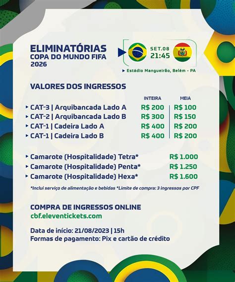 cbf.eleven tickets|Venda de ingressos para Brasil x Bolívia começa nesta segunda .